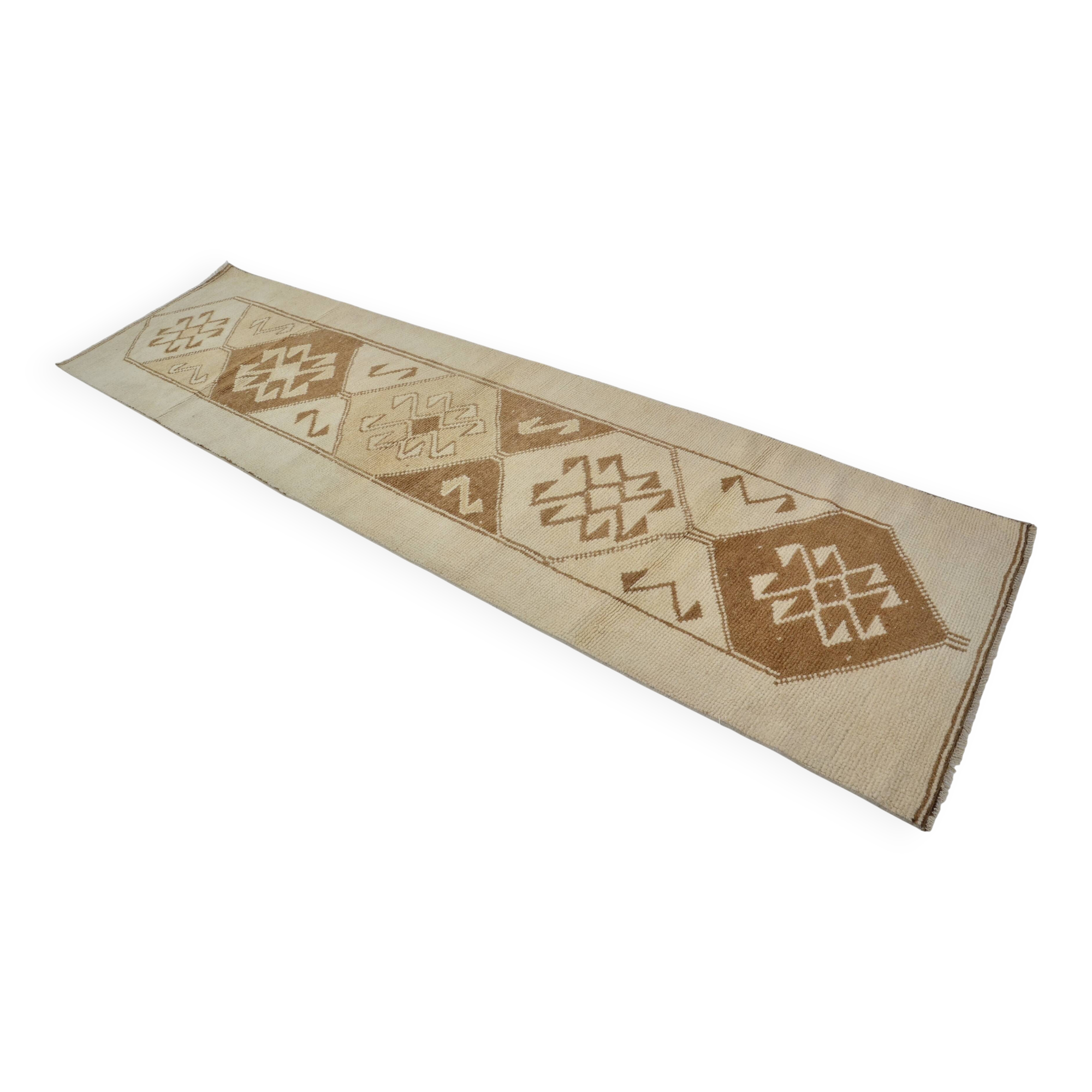 White Tribal Oushak Turkish Runner sku 2071