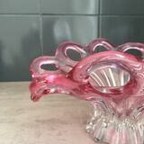 Coupe à fruit en verre soufflé rose