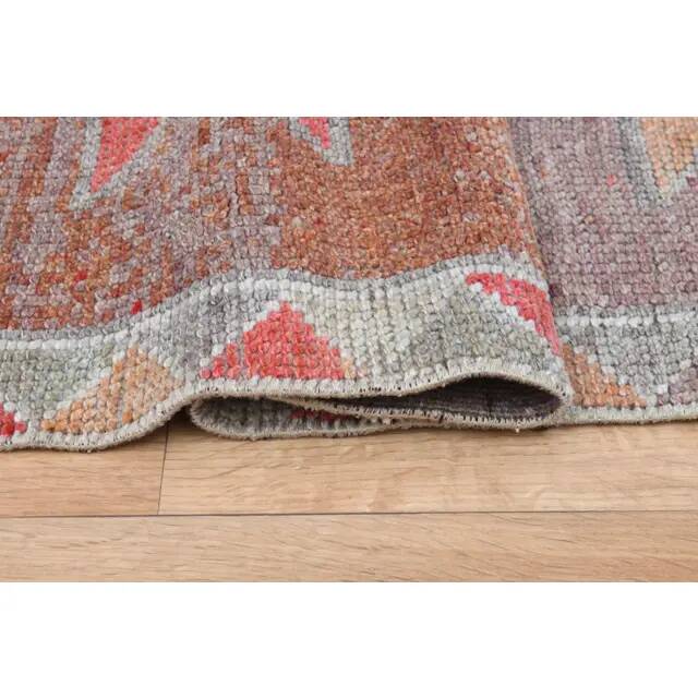 Rainbow Colorful Turkish Vintage Handmade Wool Runner Rug 86x358