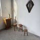3 free-form oak tripod stools