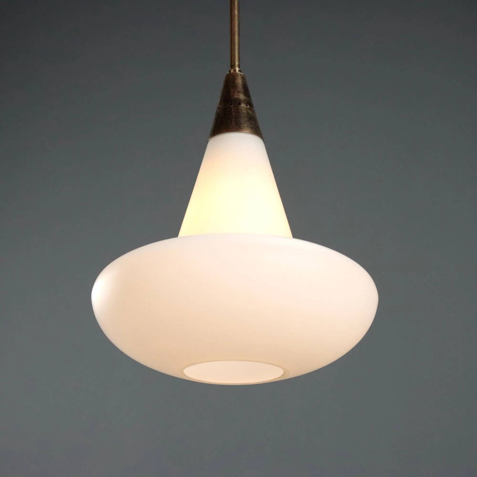 Vintage brass and glass pendant, Italian design, 1960s.