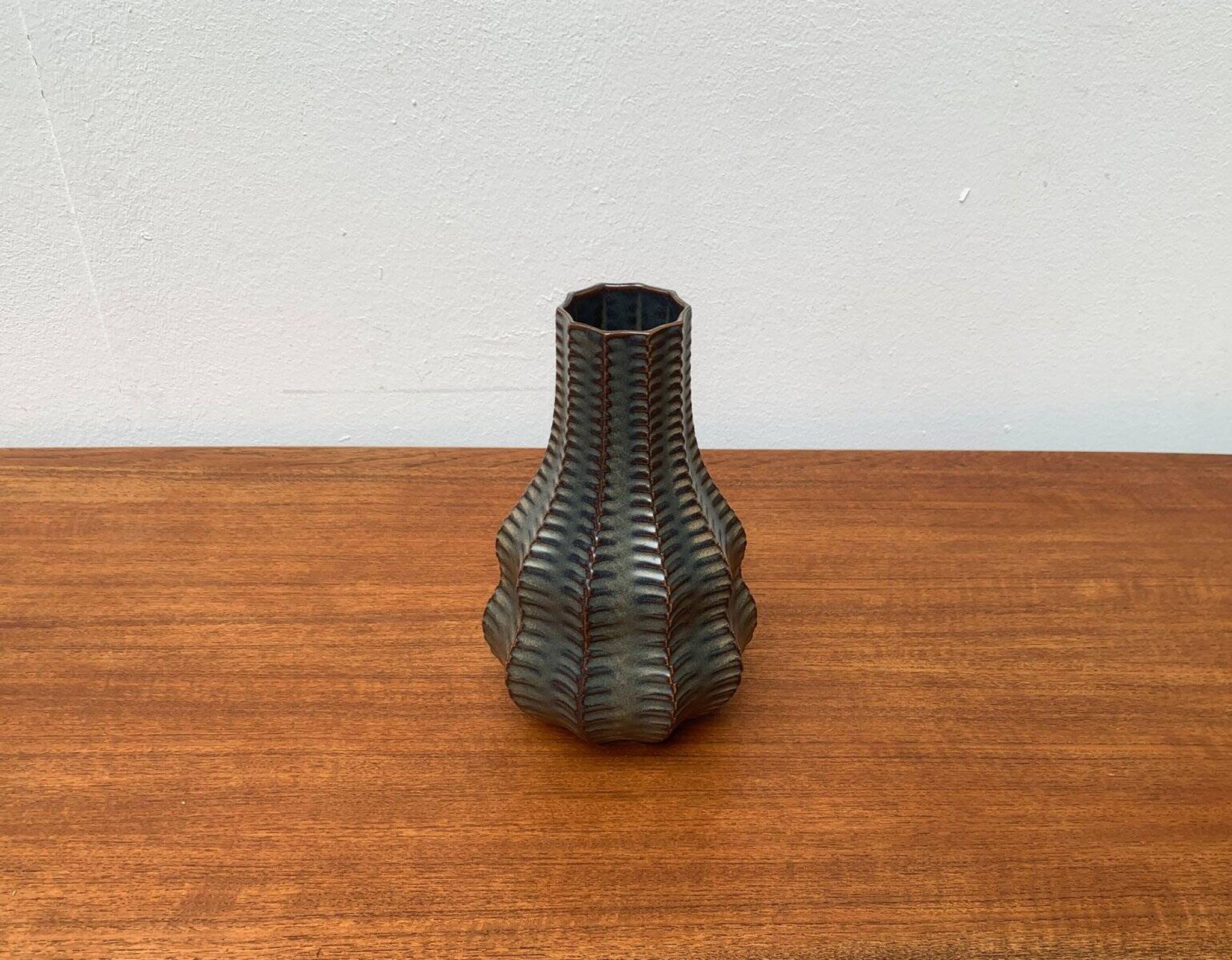 Vintage German brutalist ceramic gourd vase by Heinrich Fuchs for Luisenburg, 1970s.