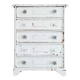 Commode haute blanche patinée