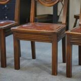 Ensemble de 6 chaises avec assises en cuir par Étienne Kohlmann 1960’s