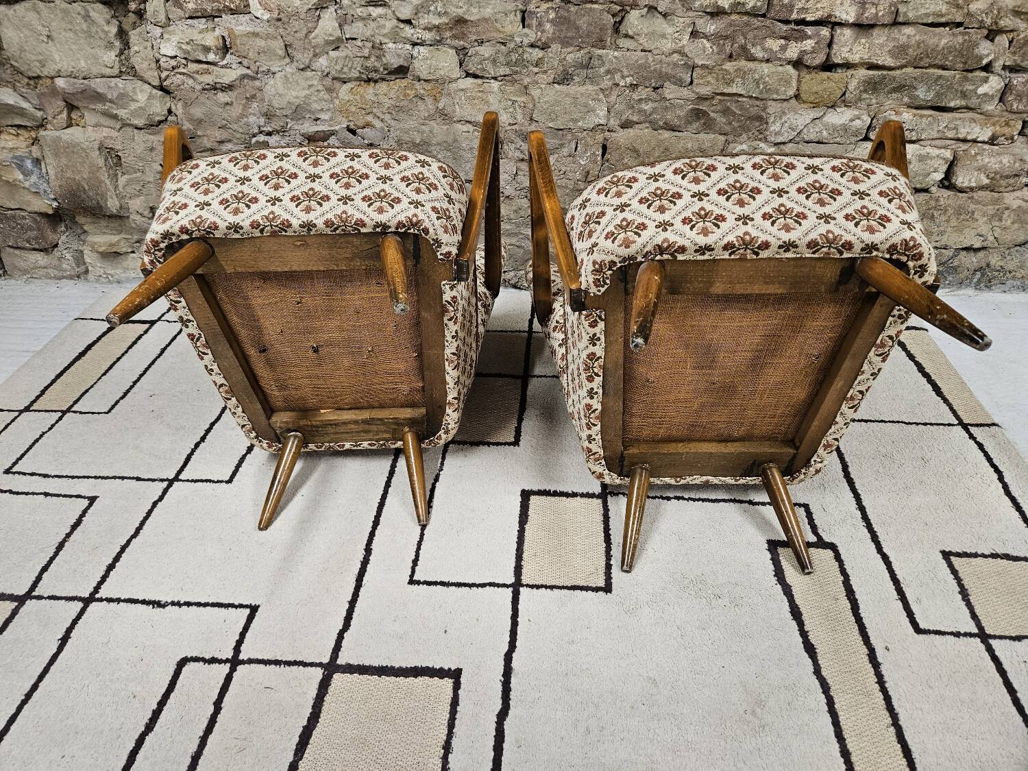 Pair of 1960 flowered armchairs