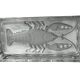 Art Deco, serving tray with glass ramekins for fish and shellfish from around 1940.