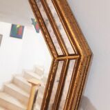 Large octagonal mirror with closed screens and beveled glass  72x91cm