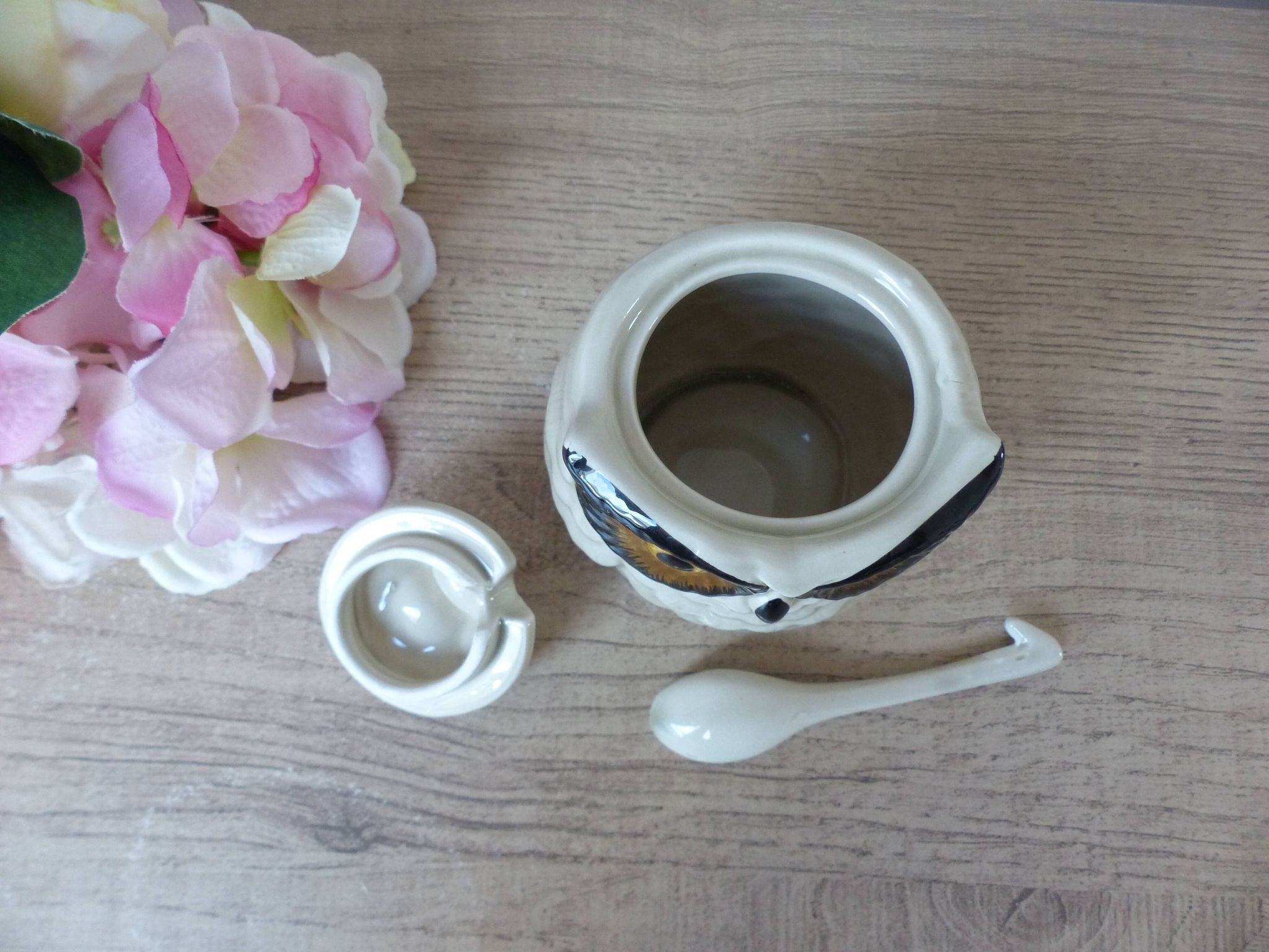 Vintage Ceramic Owl Sugar Bowl Made in Japan