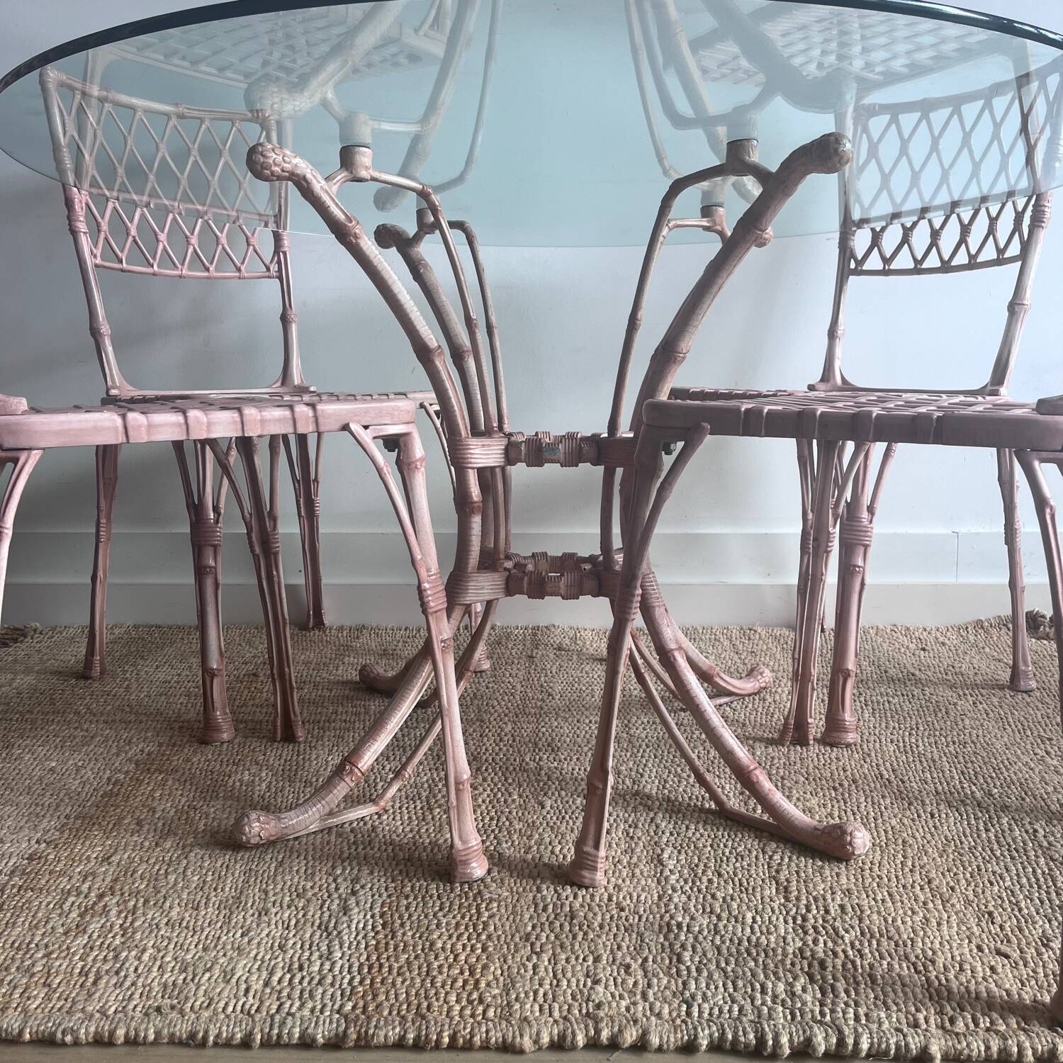 ‘Faux Bamboo garden set table and 4 chairs