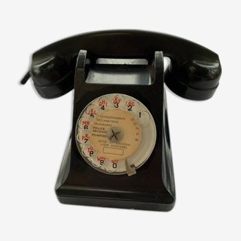 Téléphone en bakélite noir complet ptt vintage 1961 collector