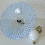 Vintage Trumpet Pendant Lamp Meblo Blue Plastic Hanging Light 1970's