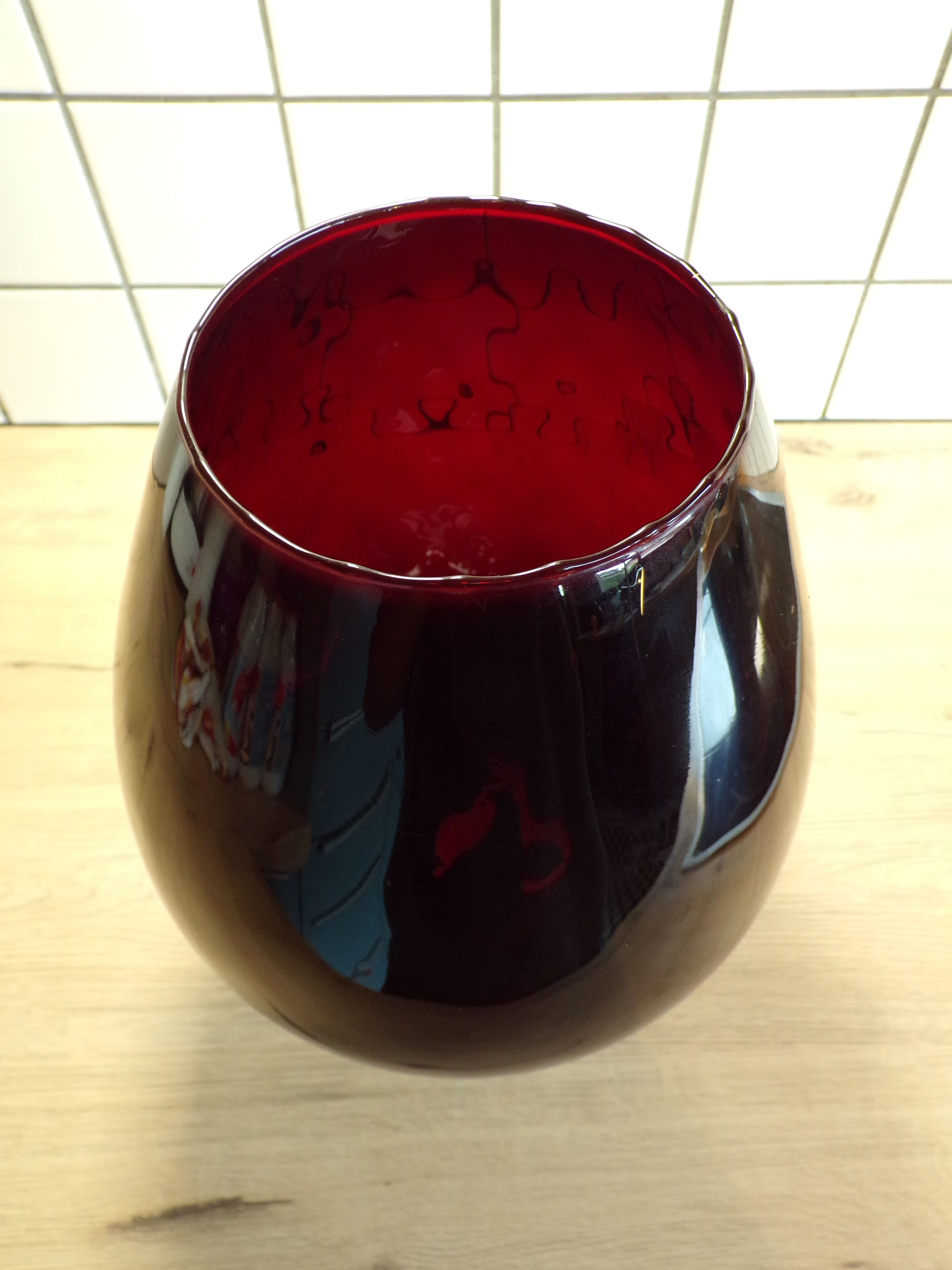 Dark red Empoli glass vase