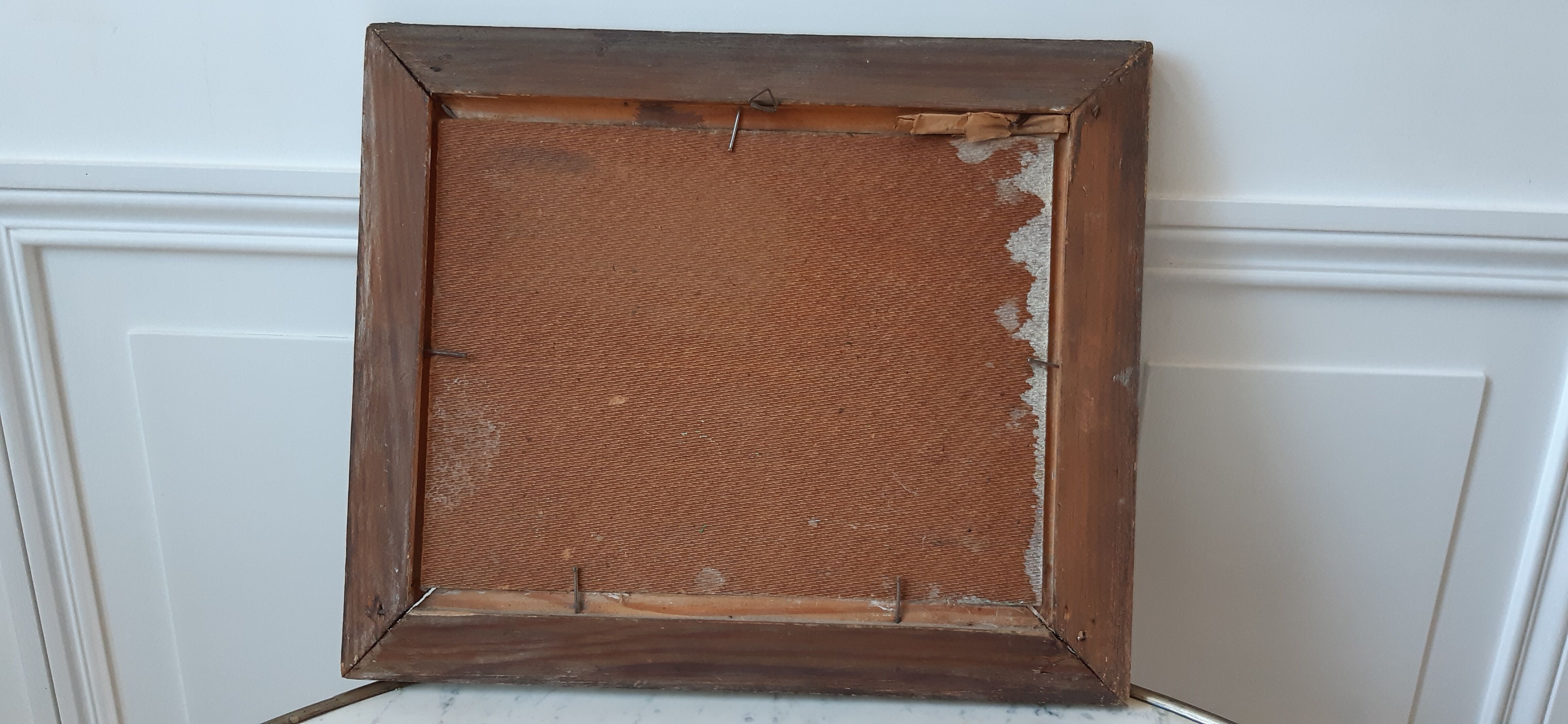 Oil on wood painting signed vintage