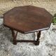 Old octagonal coffee table wood turned feet vintage