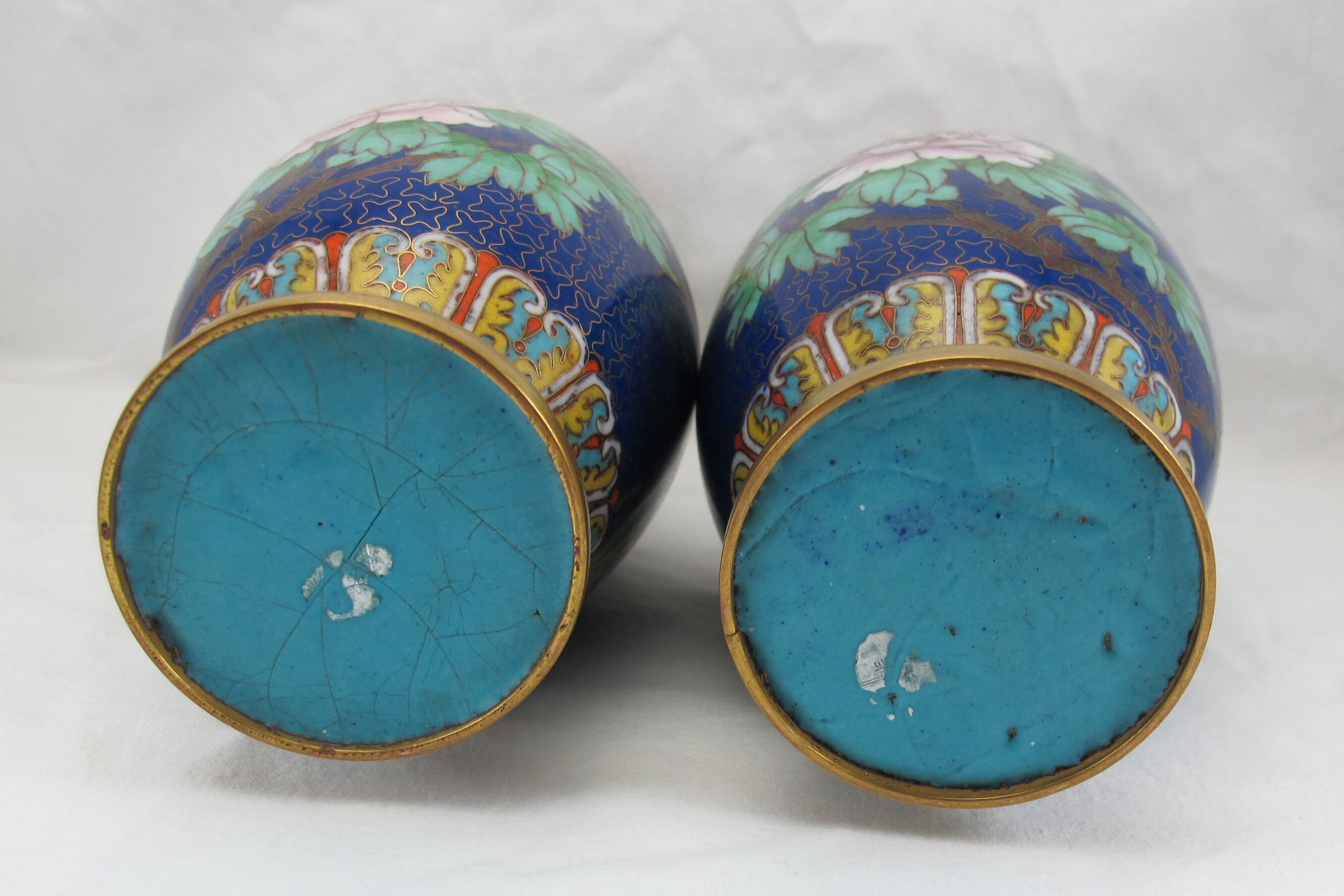 Paire de vases en bronze émail cloisonné chinois chine