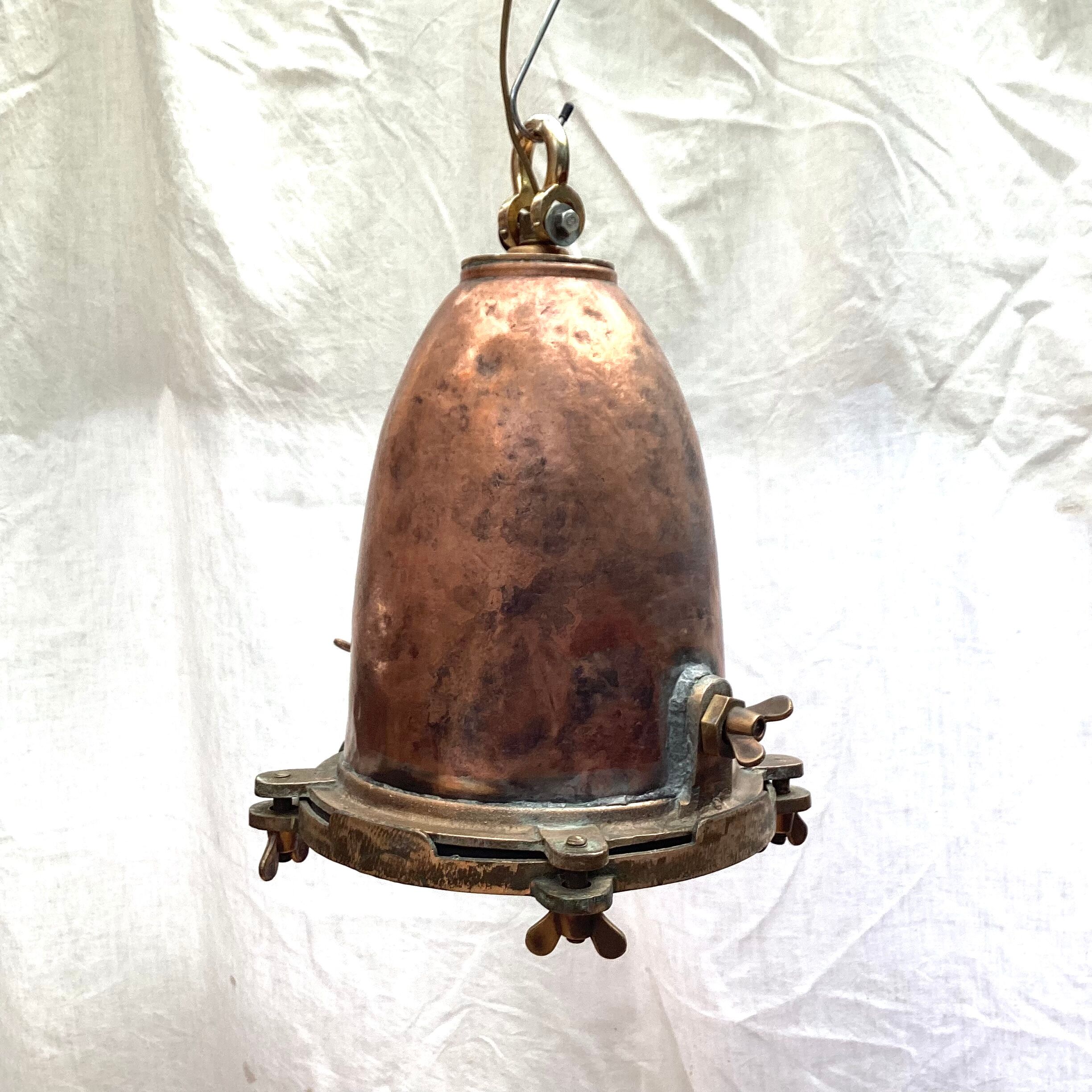 Industrial copper hanging lamp around the 1950