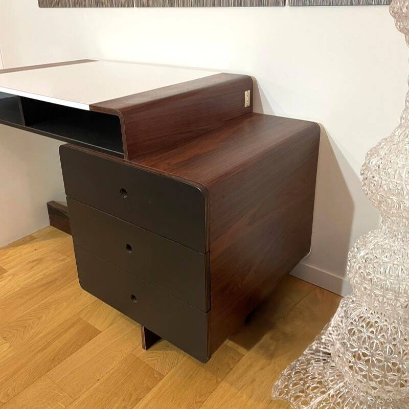 Space Age vintage 1970s desk in wood and black – PM