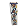 Square old glazed ceramic vase design flowers vintage