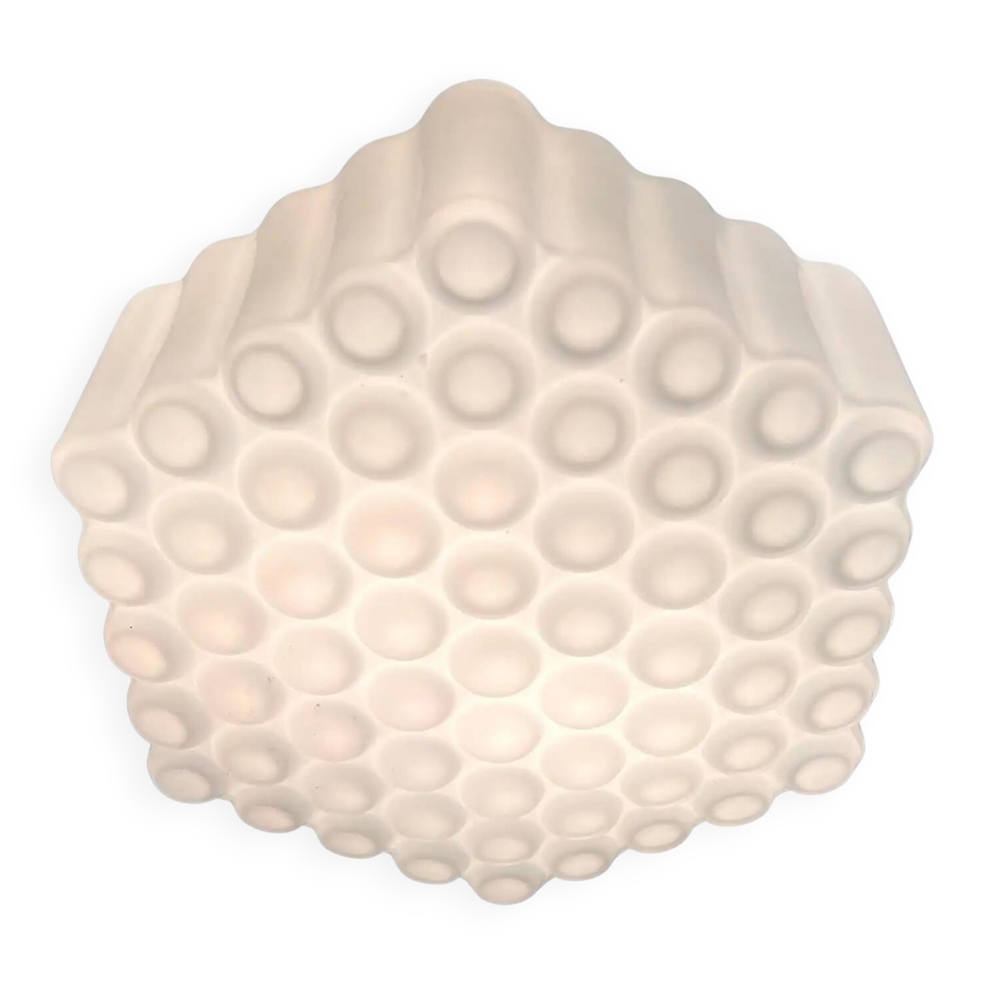 Set of three mid-century milk glass flush mounts or wall lights, Czechoslovakia