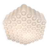 Set of three mid-century milk glass flush mounts or wall lights, Czechoslovakia