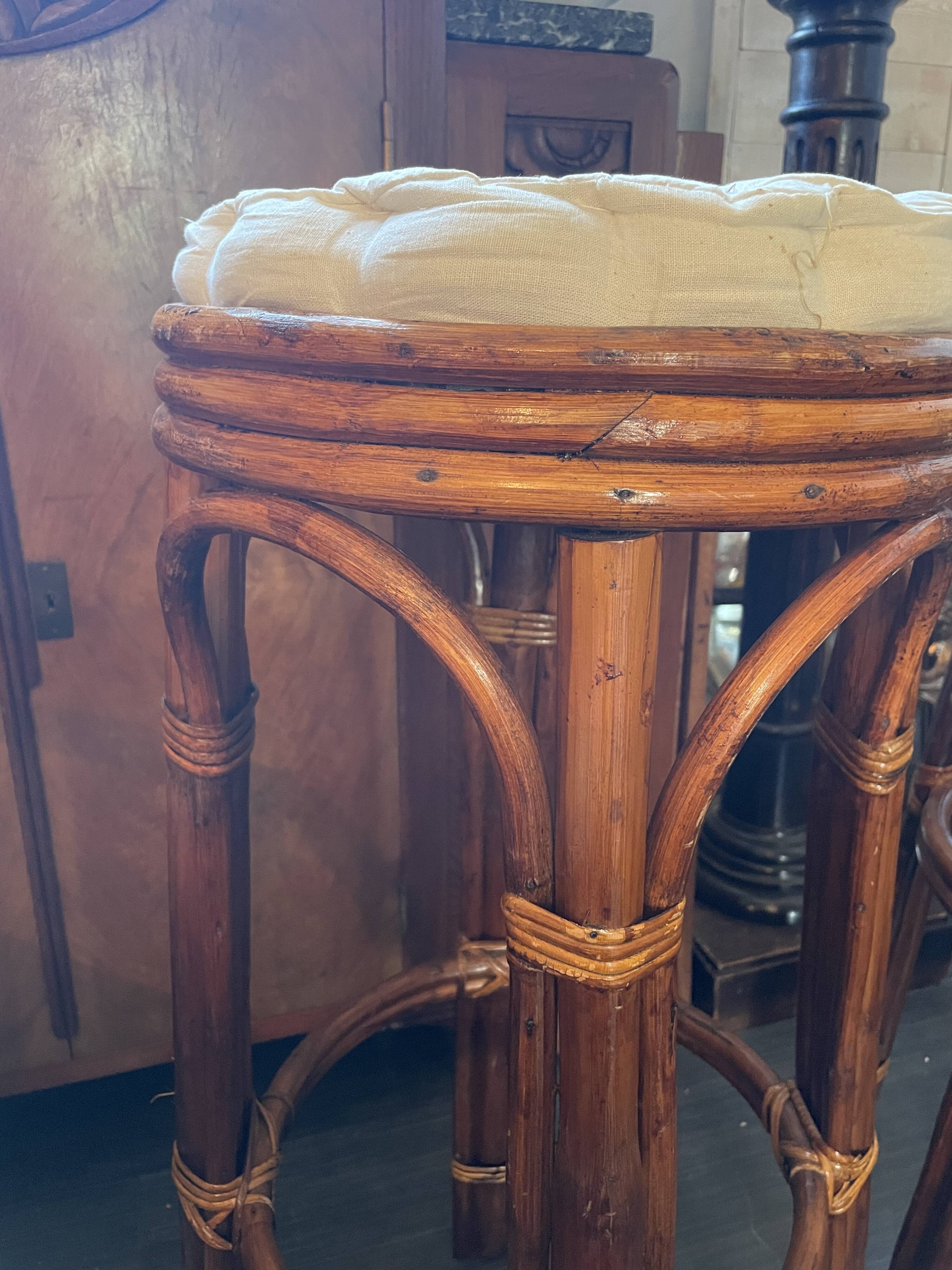 Rattan bar stools in 70s