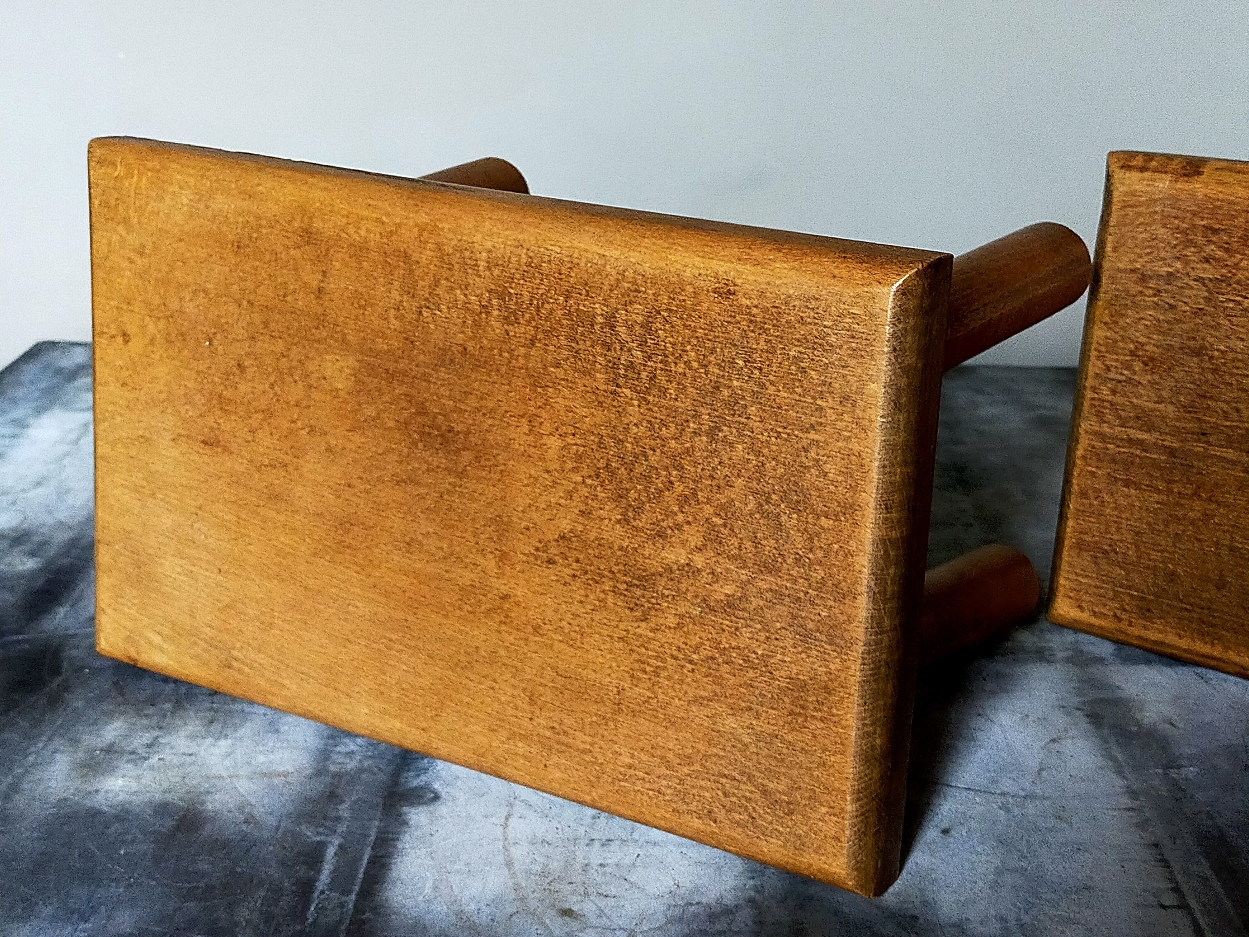 Pair of vintage oak footrests