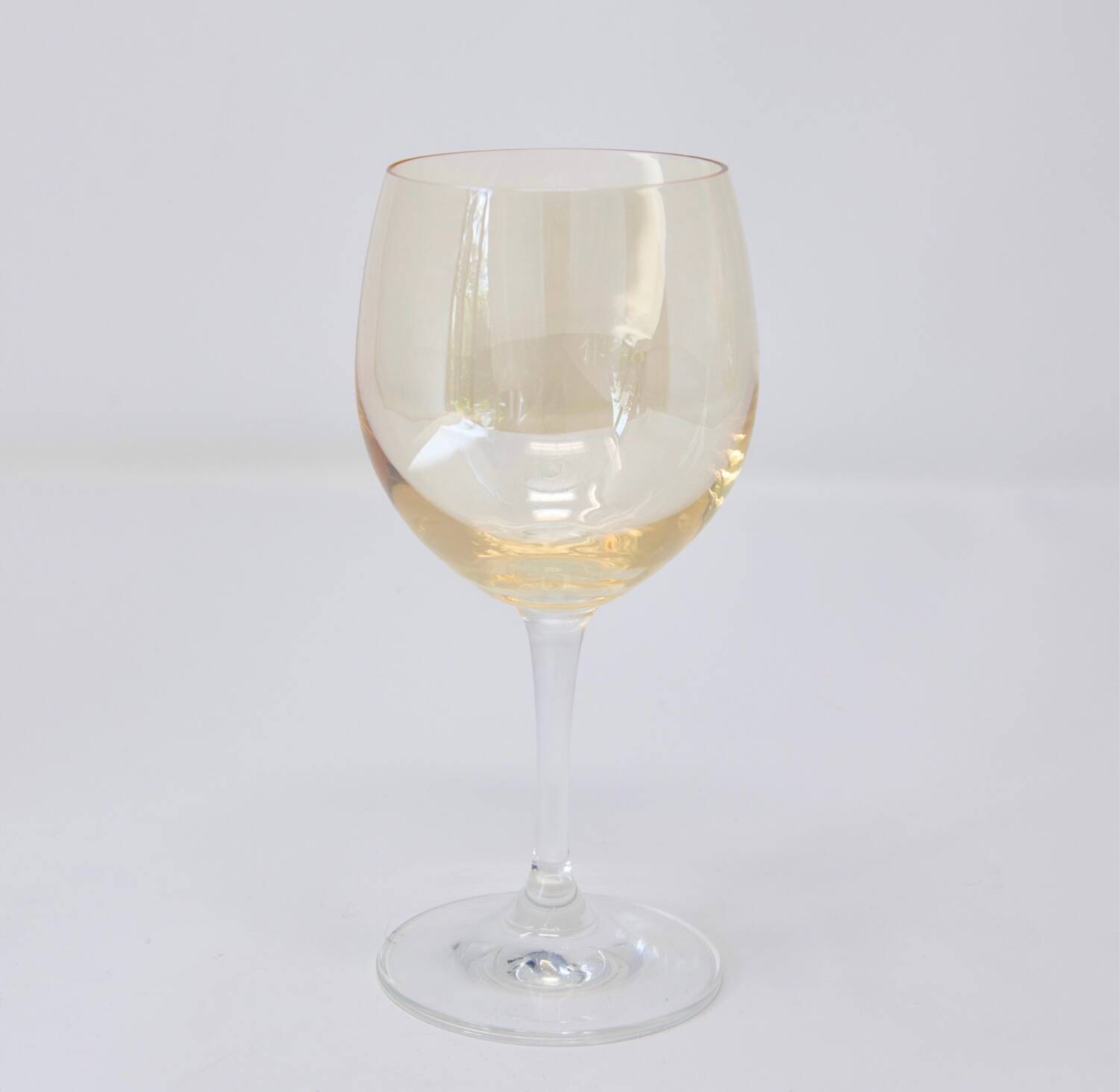 6 verres à pieds jaunes irisés