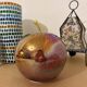Red & pink glitter glass apple lamp – vintage