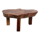 Brutalist tripod coffee table in solid teak – 1970s