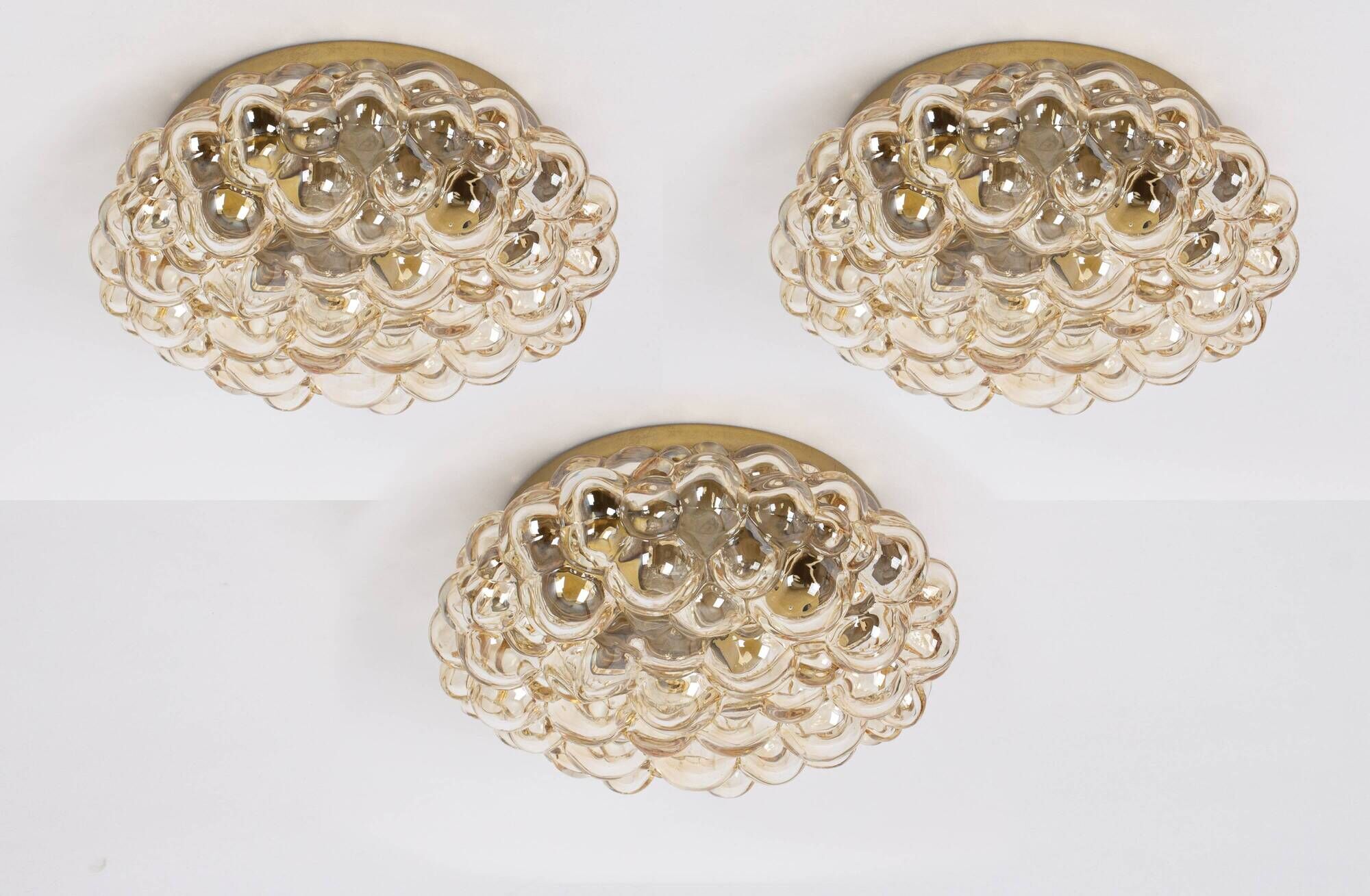 1 of 3 Large Amber Bubble Glass Sconce by Helena Tynell, Limburg, Germany