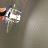 Small Danish Space-Age hanging lamp in translucent plexi glass, estimated 1980s.