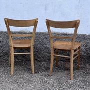 Série de 4 chaises en hêtre bois clair vintage