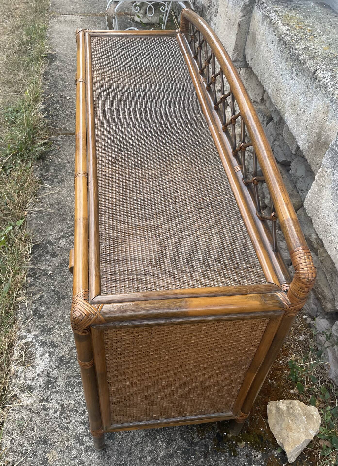 Vintage bamboo and rattan desk – 1960s-70s