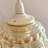 Vintage bubble amber glass pendant lamp