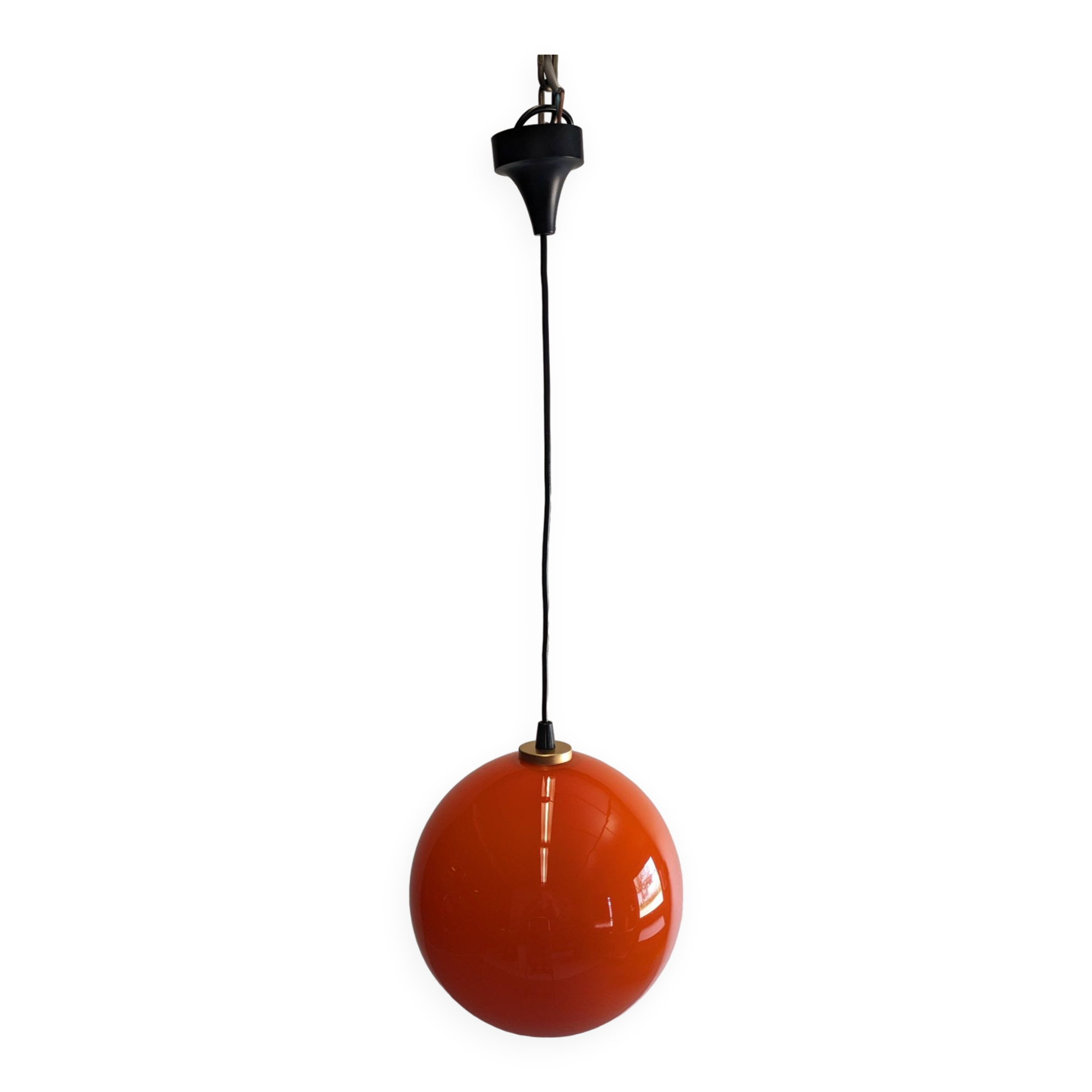 Orange opaline ball pendant from the 60s/70s