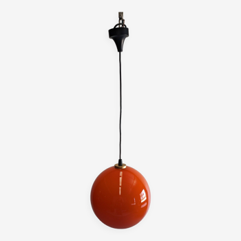 Suspension boule en opaline orange des années 60/70