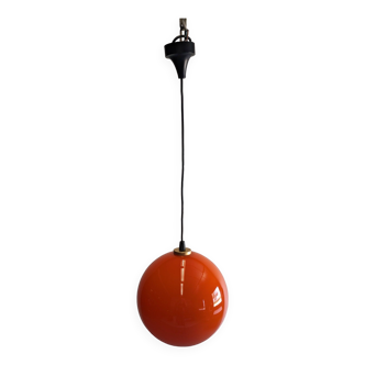 Suspension boule en opaline orange des années 60/70