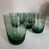 Set de 7 verres gobelets XXL en verre vert 1960