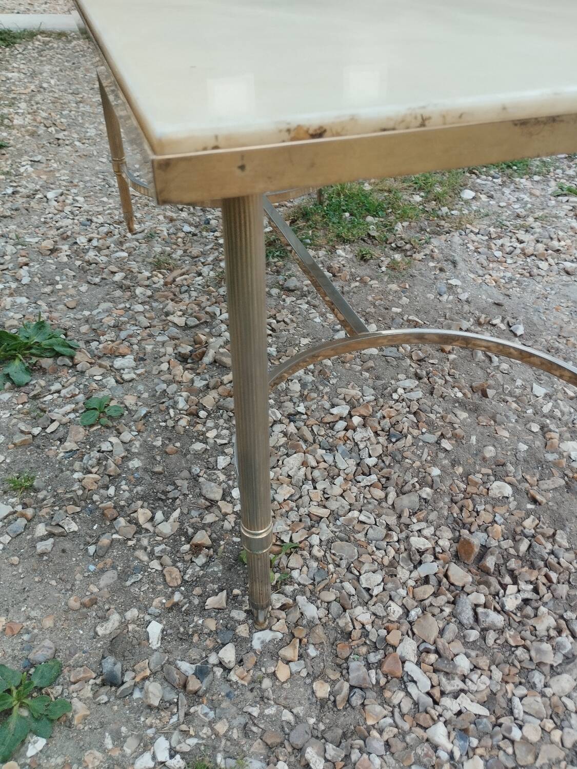 Antique vintage coffee table with marble top