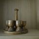 Set of 6 coquetiers and its wooden servant