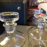 Pair of flat-cut crystal bottles