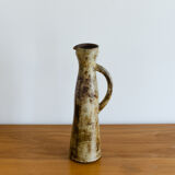 Pichet d’Alexandre Kostanda émaillé gris et ocre jaune, Vallauris France - Circa 1960