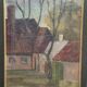 Swedish Oil on Canvas "Village House" by Unknown Artist Vintage & Framed 35x45cm