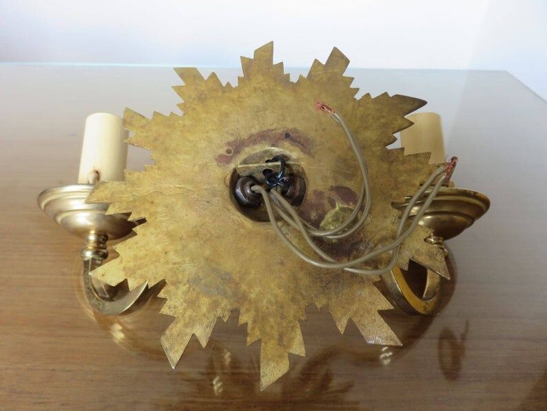 Wall lamp "little sun" in 70s golden brass