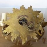 Wall lamp "little sun" in 70s golden brass