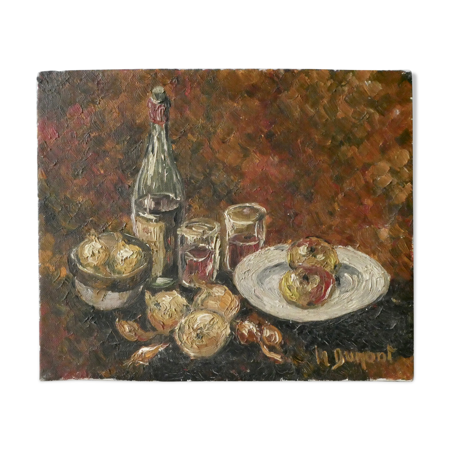 Oil on canvas, still life with fruit