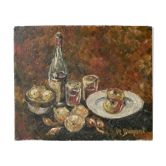 Huile sur toile, nature morte aux fruits