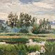 Oil on panel vintage green landscape