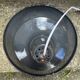 Industrial enameled pendant light, gray blue, vintage.