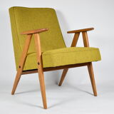 Fauteuil vintage polonais type 366 rénovation années 1960, moutarde